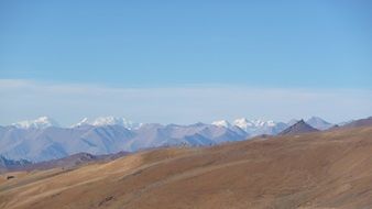 Remote view of the mountain range in Ladakh, India
