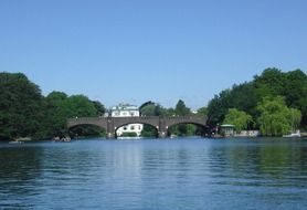 bridge across alster river, germany, hamburg