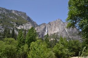 distant view of a waterfall in yosemite national park