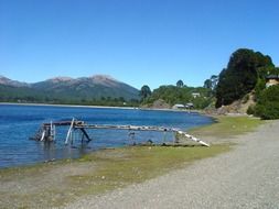 lake, mountains, shore