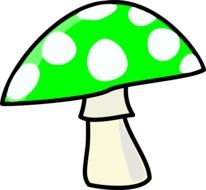 Graphic image of the green and white spotted mushroom at white background