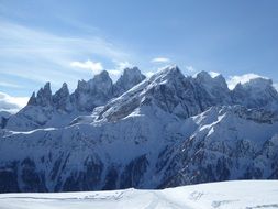 snow mountains in Falcade, Italy