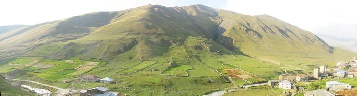 Amazing georgia ushguli landscape panorama