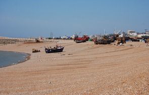 fishing boats on the coastline