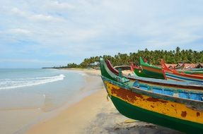boats on a tropical beach