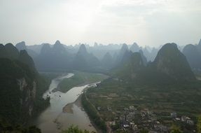 Panorama of the river in the south of China