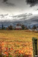 lonely house near a field in autumn