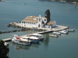 top view on Vlaherna monastery in greece