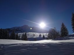 landscape picture of the snowy alps