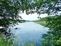 view through green trees to lake Wernsdorfer