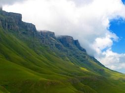 picturesque green mountains in Lesotho, South Africa