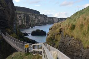 Carrick-a-Rede Rope Bridge between the rocks, uk, northern ireland