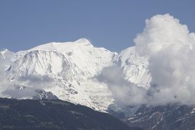 cloud snow mountain, mont blanc