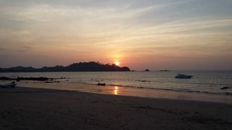 panorama of sunset over the coast