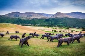 wolf sculptures in New Zealand