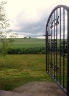 Metal gate near the green field