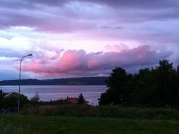 pink twilight over summer landscape