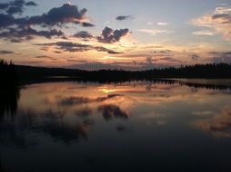 sunset over the lake, finland