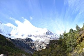beautiful landscape of snowy mountains