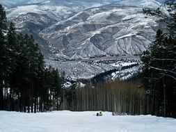 ski trail in the picturesque mountains