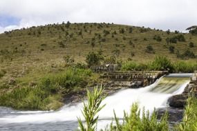 foamy water flow in rural landscape, Sri Lanka, Nuwara Eliya