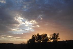 silhouettes of nature of france at sunset