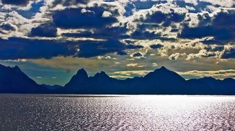 lofoten cloudy sky with mountains landscape