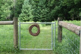 grass wreath at the farm gate