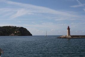 Lighthouse on the coast of the Mediterranean Sea in Mallorca