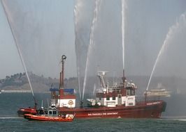 fireboat in the harbor of san francisco