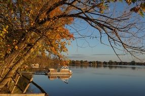 coast of rice lake at fall, usa, minnesota