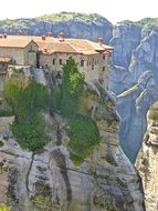 monastery on the rocks in greece