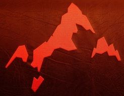 red logo with the image of mountains