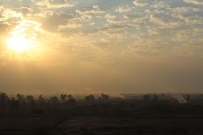 sunset over the forest in Iraq