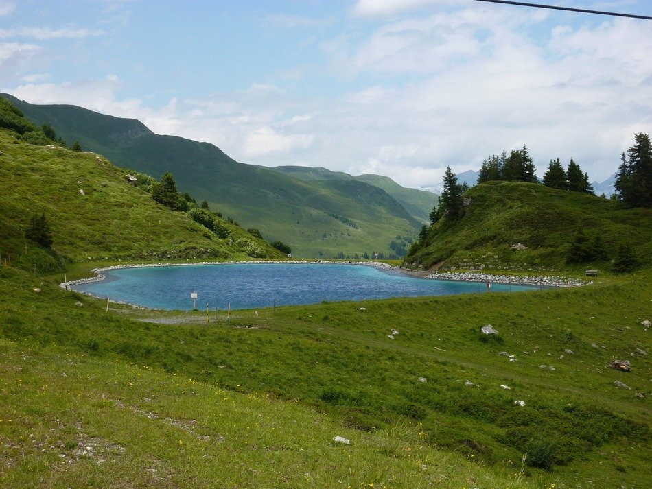 reservoir amid mountains in Switzerland