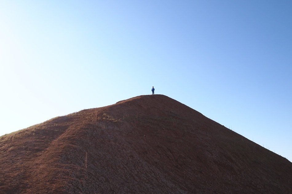 Man on the mountain in Arkalyk