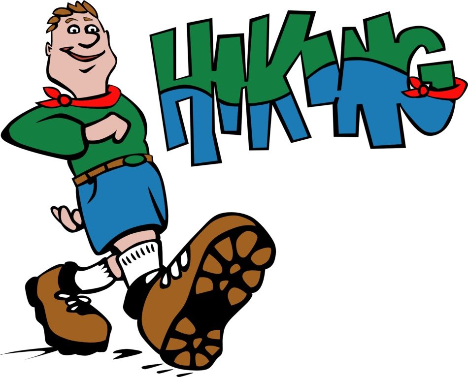 colorful clipart of hiking man