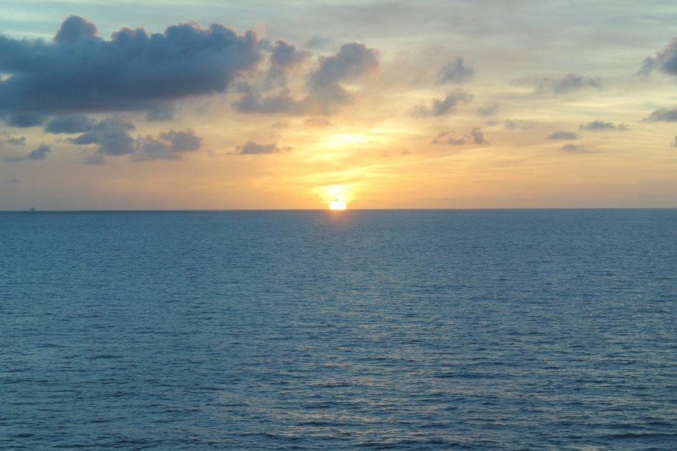 sunrise on the horizon of the sea