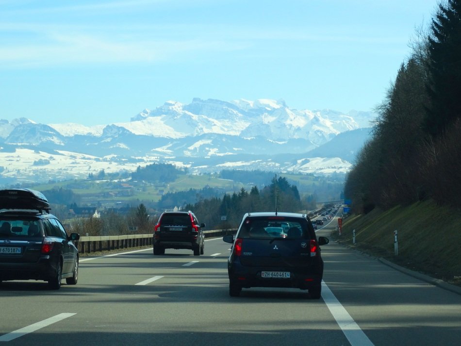 highway in the background of mountains