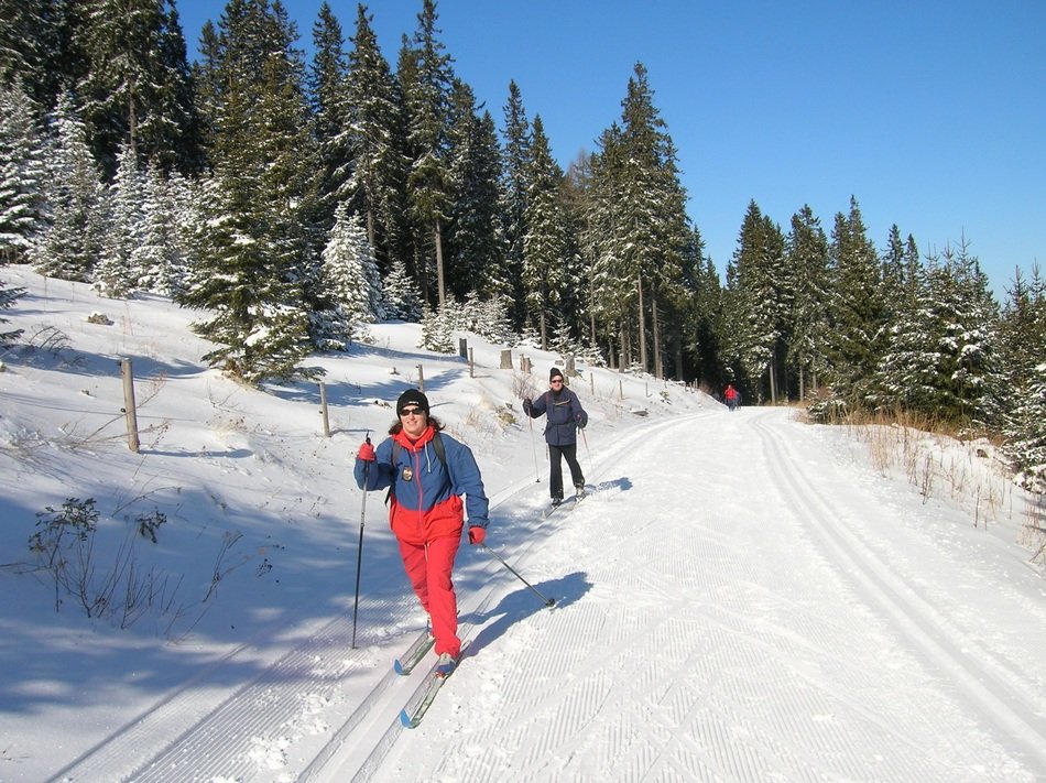 skiers on the track in austria