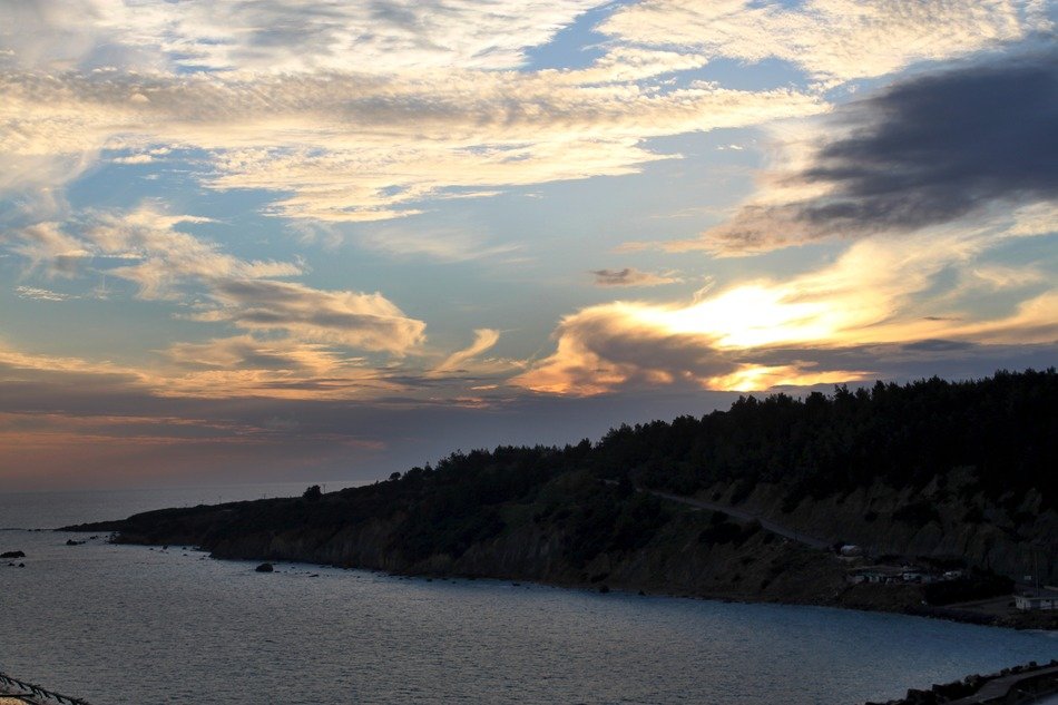 sunset sea clouds evening sky