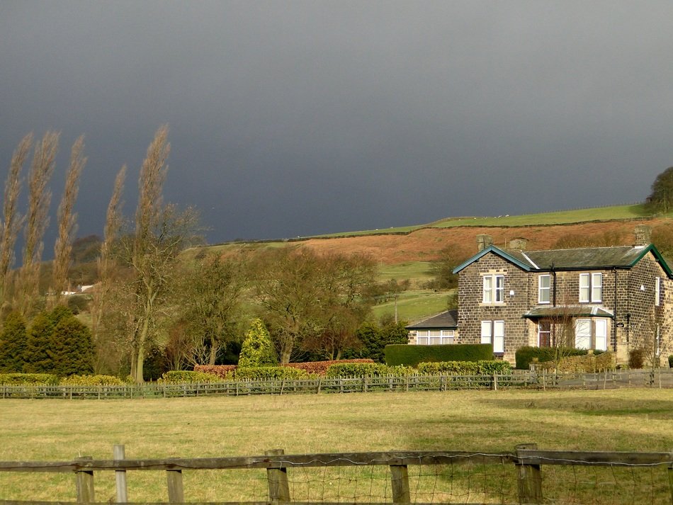 landscape of lonely house in counryside