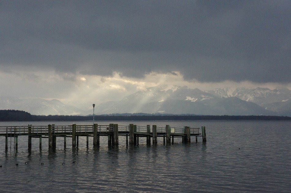 thunderclouds over lake Chiemsee