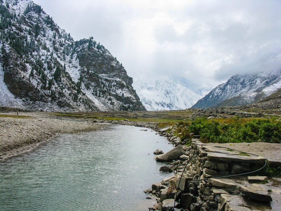 landscape of mountain along the creek