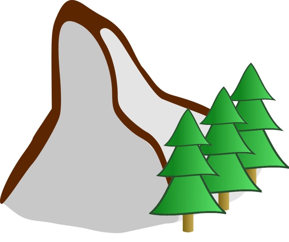 mountain and trees drawed