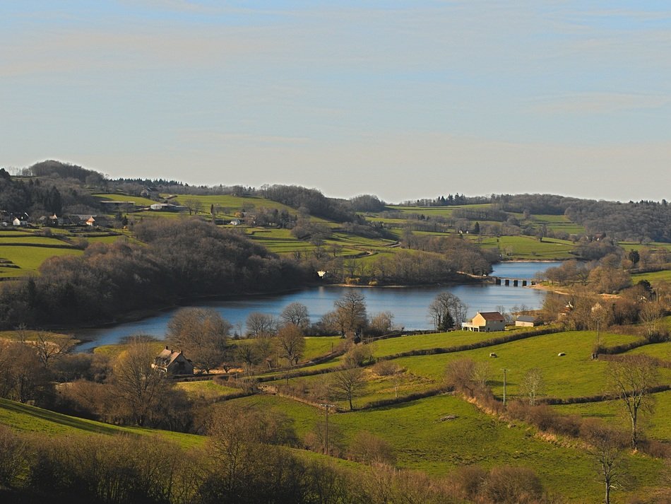 landscape of blue lake in France
