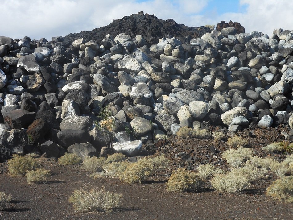 mountain of stones on the volcano