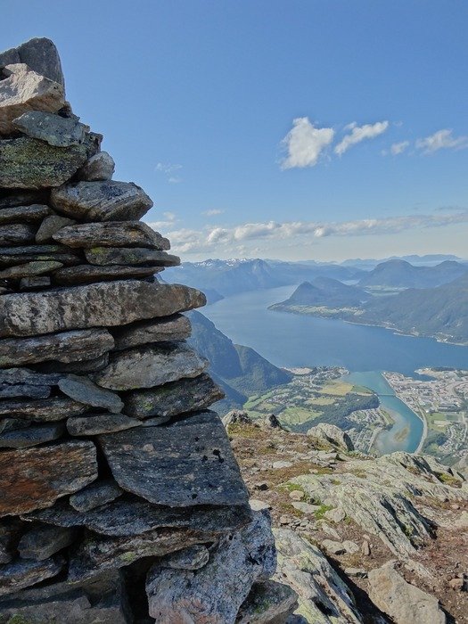 Landscape with the stones on the mountain in Norway