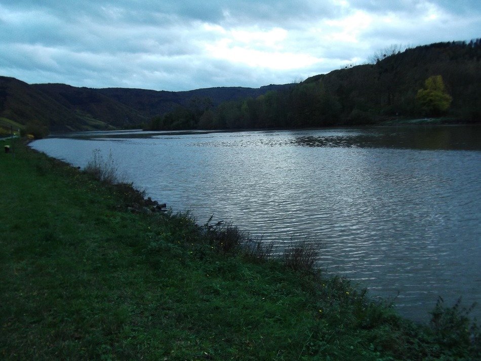Landscape of blue lake at the sunlight