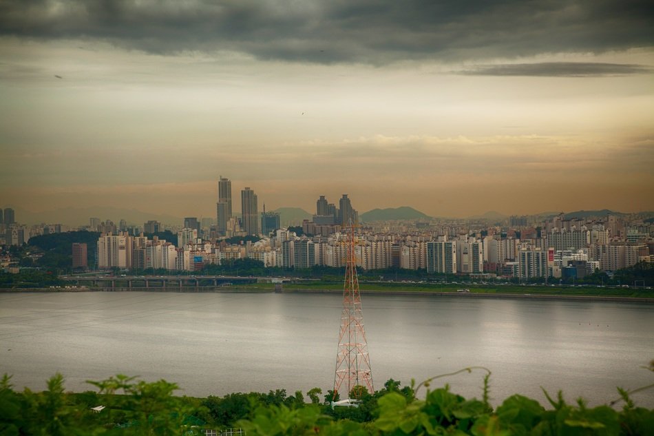 cityscape of seoul in the evening